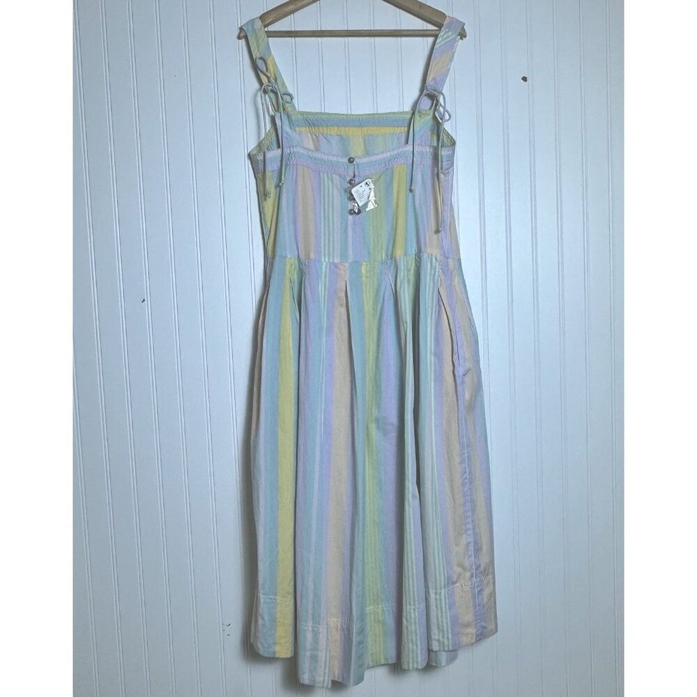 Free People Primavera Stripe Midi Dress Cotton Size XL Adjustable Strap Casual - Picture 9 of 9